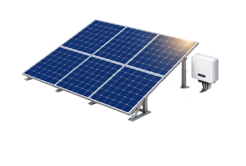 Solar panels and inverter illustration